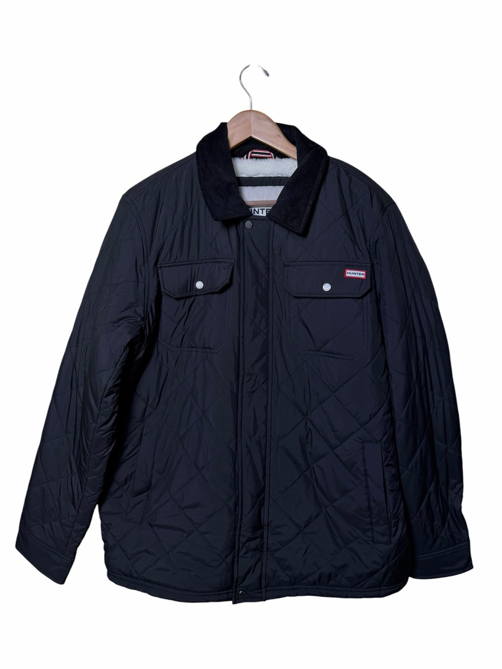 Hunter Black Quilted Sherpa Lined Barn Jacket Utility Chore Coat Large